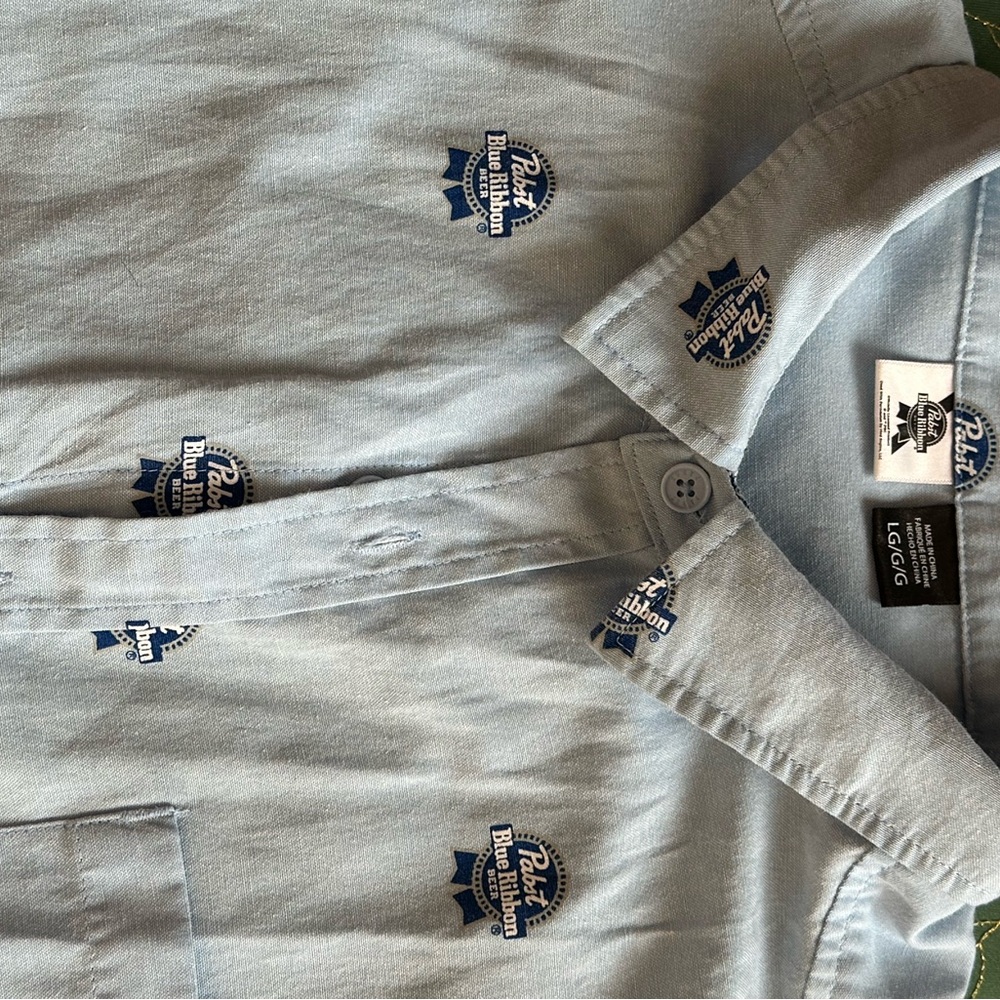 Pabst Blue Ribbon Button-Up short sleeve Shirt